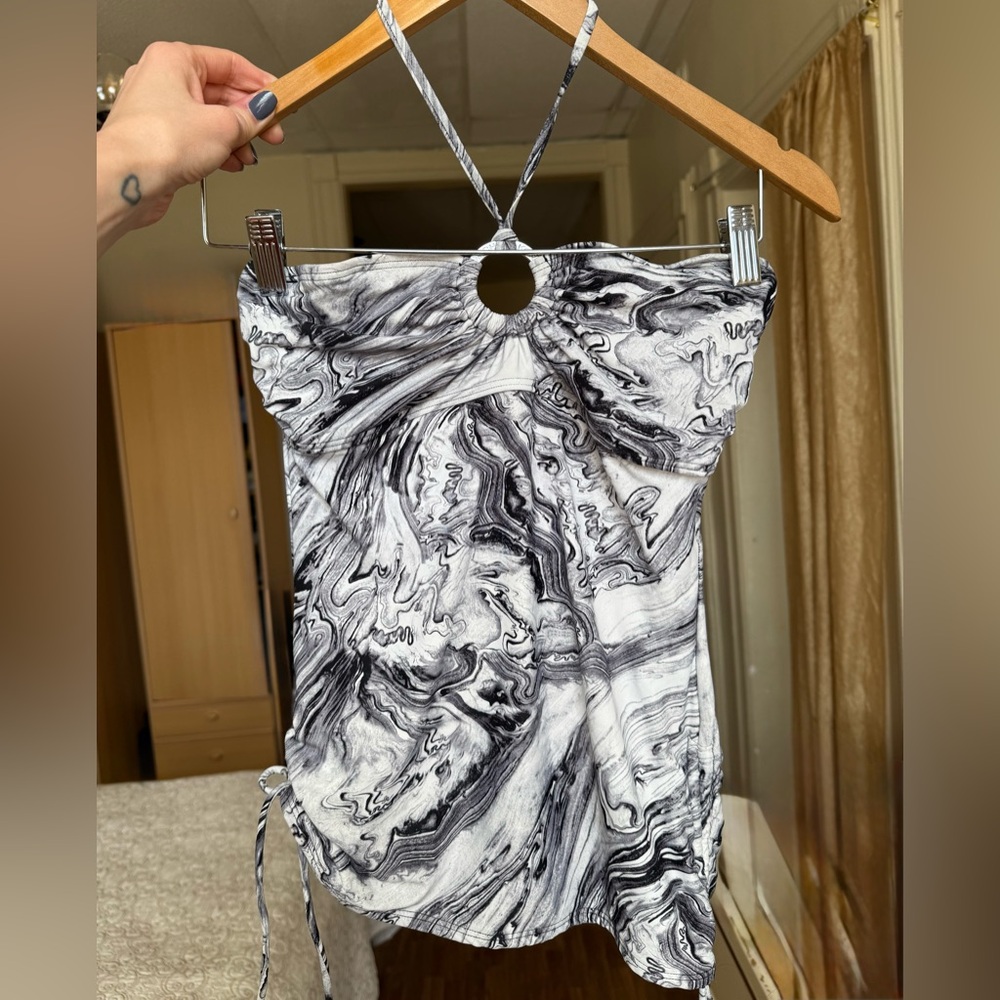 Michael Kors marble print halter top/bikini top